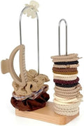 SCUNDA 2-Tier Hair Tie Organizer, Modern Scrunchies Storage Tower Holds 50-70 Hair Accessories, Claw Clip Holder, Fashion Countertop Display Stand for Women & Girls(Natural) by SCUNDAHOME