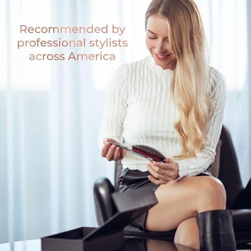 MISEL Professional Boar Bristle Hair Brush - Detangles All Types & Extensions | Reduces Breakage - Great for Wavy & Straight | Salon-Approved - Large - Image 5