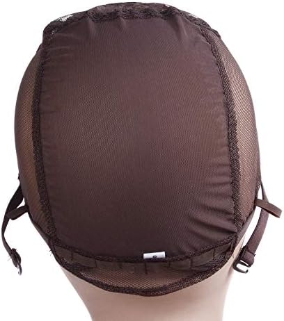 YANTAISIYU 4X4 Inch U Part Swiss Lace Wig Cap for Making Wigs with Adjustable Straps on the Back Glueless Hairnets (Dark Brown S) - Image 6