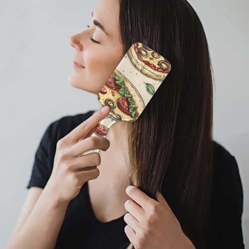 Hair Curler Brush Burger Pizzeria Detangling Hair Brush for All Hair Types,Hair Straightener Brush Wet and Dry Hair for Adults and Hair Brush for Women - Image 7