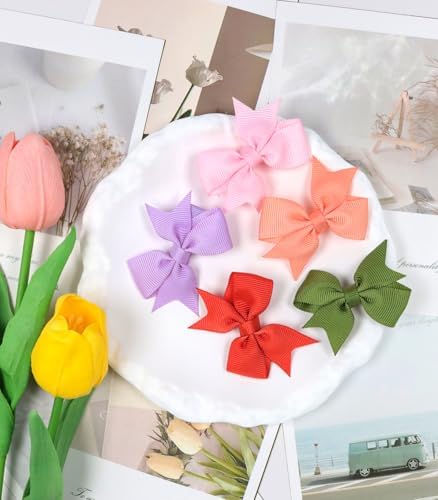 Baby Hair Clips for Girls 50PCS - 2" Girls Fully Lined Bows Hair Pins Tiny Hair Bows Alligator Clips for Baby Girls Infants Toddlers in Pairs - Image 7