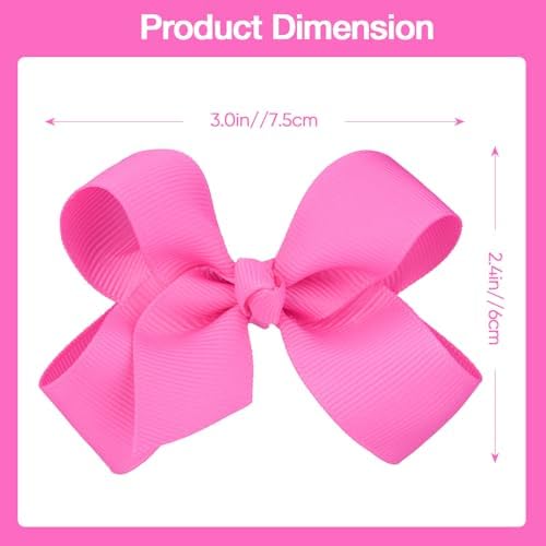 3 Inch Hot Pink Hair Bow Clips for Girls - Set of 2 - Image 3