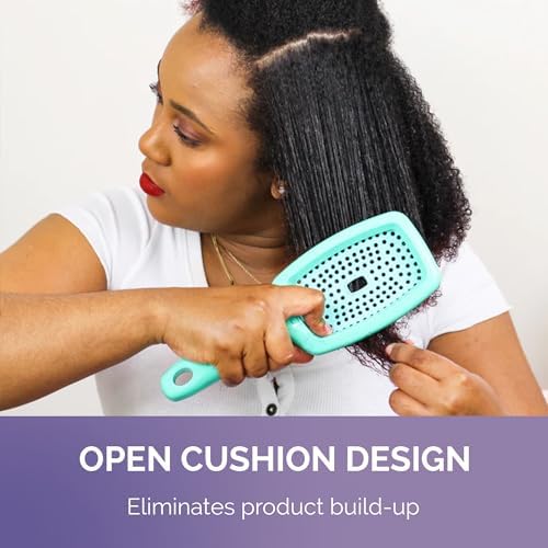 Curl Keeper Flexy Hair Brush, Turquoise - Detangling Hair Brush with Flexible Bristles for Shower Use, Combing Through Curls & Removing Tangles - Lightweight Hair Accessories for All Hair Type - Image 4