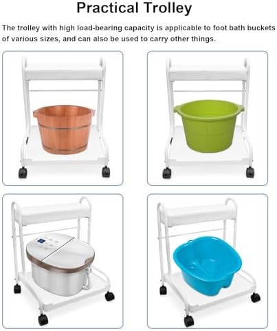 Elitzia 3-Height Pedicure Cart with PU Cushion Salon Spa Carts - Image 5