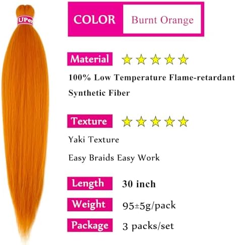Ginger Orange Braiding Hair Pre Stretched Knotless Crochet Braids - Image 3
