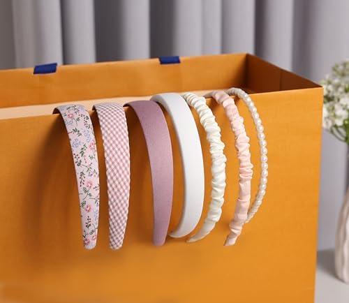 7 Pcs Headbands for Women Girls, Non Slip Cute Pearl Floral Padded Vintage Wide Fashion Multi-style Headbands for Girls - Image 3