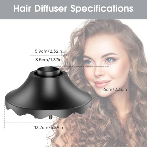 Hair Dryer Diffuser, Attachment for Hair Dryer, Hair Diffuser for Curly Hair, 360° Magnetic Diffuser for HZD&DSON Hair Dryer, Hair Attchment for Women, Black - Image 5