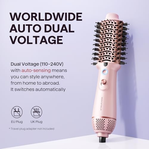 Wavytalk Dual Voltage Hair Dryer Brush for Europe and International Travel, 110V-240V Mini Jet Brush, Ionic Hair Dryer Brush Reduces Damage, Anti-Frizz Straight Hair, Curls and Blowouts, Volumizing - Image 2