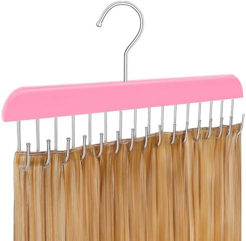 Hair Extension Hanger Weft Organizer Stand for Clip-in Styling Washing Storage Rack Display Mount Accessories Pink 16-Tooth Braiding Wig Holder by AIHOPESTO