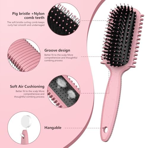 Curly Hair Brush, Curl Defining Brush, Hair Brush, Flexible, Curl Enhancing, Reduce Pulling (Pink) - Image 2