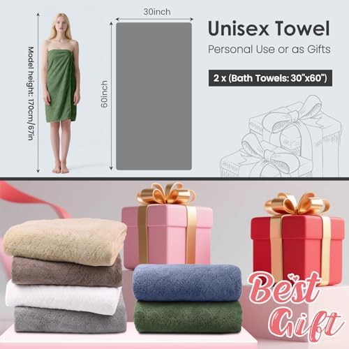 JML Microfiber Bath Towels Set of 2, 30 in x 60 in, Olive-Green - Image 2