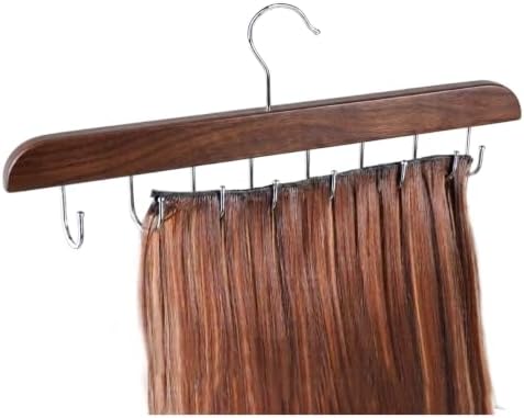 Hair Extension Holder for Hair Storing, Washing, Drying, Coloring, Styling, Foldable Hair Extension Hanger, Braiding Hair Rack, Rotating Multi-Purpose Hooks Hanger (1Pack Walnut Color) by SOGOO
