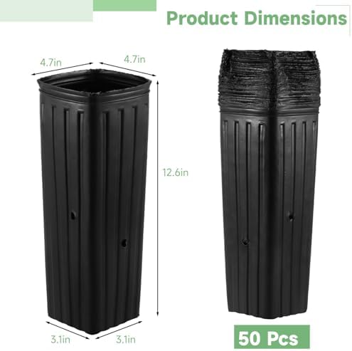 OMISTAR 50 Pcs Plastic Nursery Bags, Fruit Flower Grow Bags, Tall Square Plant Containers, Seedling Flower Starting Pots, Succulent Planters with Drainage Holes for Garden - Image 5
