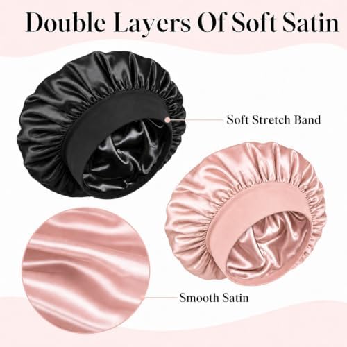 Yanideer 2 Pack Satin Bonnet for Sleeping Double Layer - Image 3