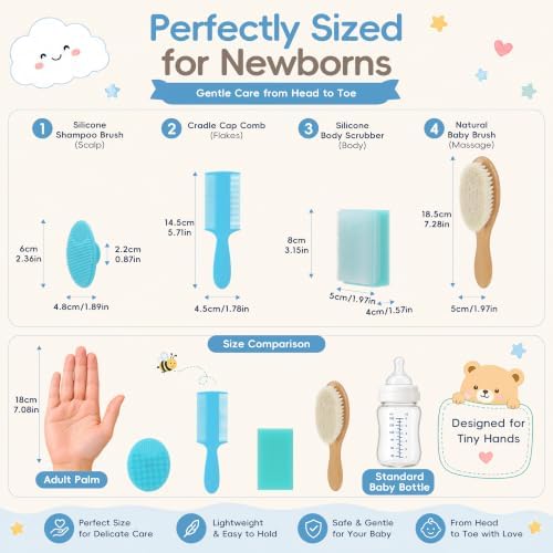 DEBETOOL 4-Piece Baby Hair Brush & Cradle Cap Brush and Comb Set - Image 2