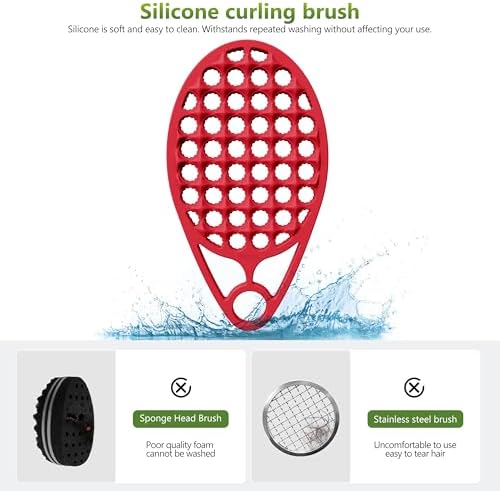 KOUPA Silicone Afro Twist Brush with Pick Comb for Coily Hair Curls, Red - Image 5