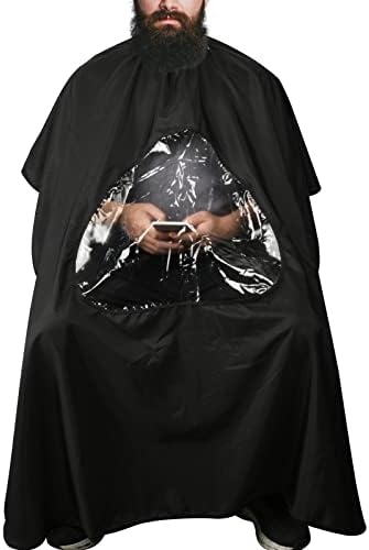 CM Barber Cape with Clear Window Salon Cape Hair Cutting Cover Hair Drape Waterproof Haircut Apron with Buckle for Barber Shop Salon Stylists Home DIY Hairdressing by CheetahTALK