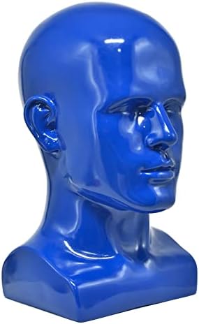 FanLin Male Mannequin Head Professional Manikin Head for Display Wigs Hats Headphone Mask Sunglasses Jewelry and Scravat Display Stand (Bright Blue) - Image 4