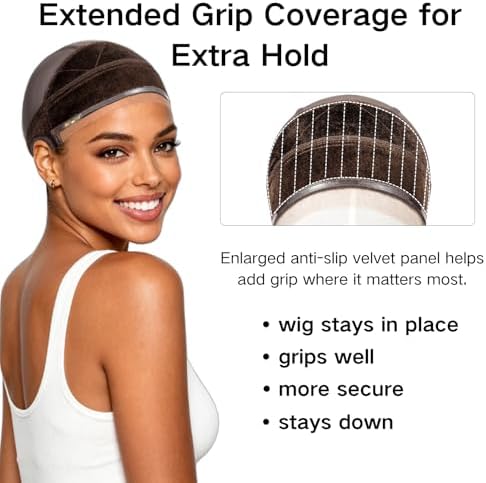 IsshinBeauty Wide Wig Grip Cap for Glueless Wigs: Ear Cutouts 2-in-1 Non Slip Wig Cap - Adjustable Breathable Cap for Secure and Comfortable Lace Front HD Wigs and Daily Glueless Styling (Brown) - Image 6
