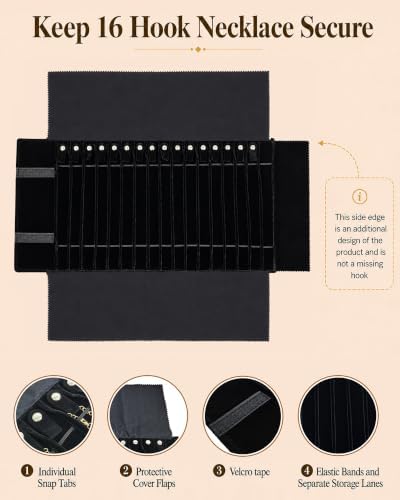 Travel Necklace Organizer, Tangle Free Jewelry Case, 16 Slots - Image 3