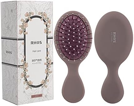 RHOS Mini Hair Brush for Women,Men and Kids-Travel Size Hair Brush for Purse,Pocket,backpack-Small Cushion Paddle Brush with Soft Bristles-Mini Detangler Brush for All Hair Types(1 Pack-Purple) by RHOS