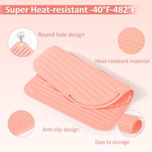 2 Pack Heat Resistant Mat Large Silicone Hot Hair Tools Holder for Curling Irons Flat Iron Hair Styling Tools Mat Portable Vanity Pad - Image 5
