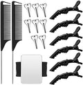 17 Piece Hair Tool Set - Sectioning Rings, Metal Combs, Clips and Magnetic Wrist Pin Holder for Braiding (Black) by Unknown
