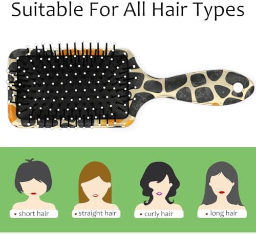 Hair Curler Brush Giraffe Print Detangling Hair Brush for All Hair Types,Hair Straightener Brush Wet and Dry Hair for Adults and Hair Brush for Women - Image 3