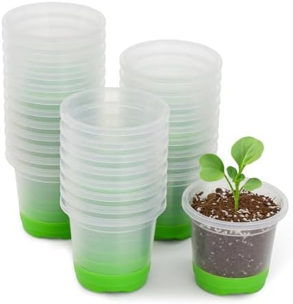 MIXC Clear Nursery Pots with Silicone Base, 3.5-Inch, 30-Pack by MIXC