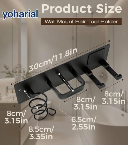 Wall Mount Hair Dryer Holder, No-Drill Hair Styling Tool Organizer - Image 2