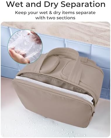 BAGSMART Travel Toiletry Bag, Crush Toiletry Bag for Women, Wide-open Puffy Toiletry Bags for Traveling, Large Travel Cosmetic Makeup Bag Organizer for Accessories,Toiletrie, Grayish Brown - Image 5