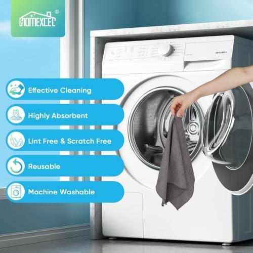 HOMEXCEL Grey Microfiber Cleaning Cloth, 24 Pack Cleaning Towels for Kitchen, Lint Free, Scratch-Free, Highly Absorbent, and Reusable Cleaning Rags for House, Window and Glass, Cars, 11.5 X11.5 inch - Image 6