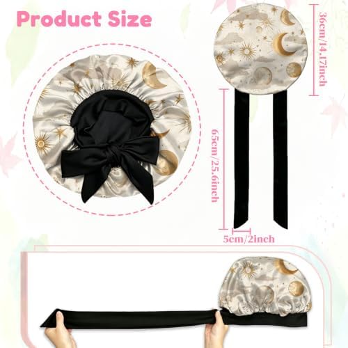 Satin Hair Bonnet Silk Bonnet for Sleeping Double Layer Elastic Tie Band Adjustable Reusable Hair Cap Cute Women Girls - Image 2