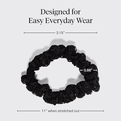 Kitsch Ruched Lace Scrunchies For Women - Black, Chocolate & Mocha, 5pc Set - Image 5