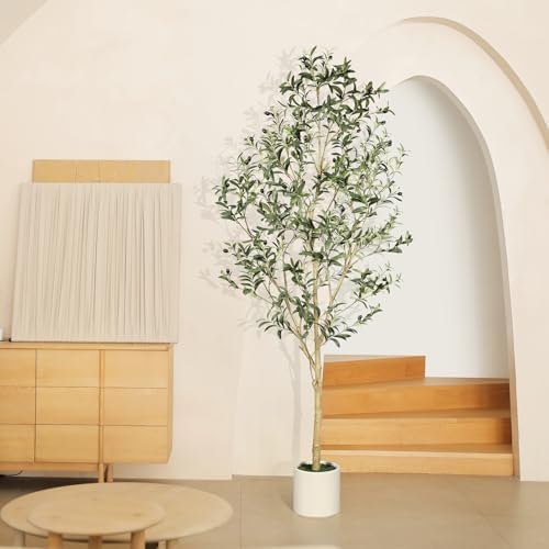 LYERSE Faux Olive Tree 7ft with Sturdy White Planter - Image 3