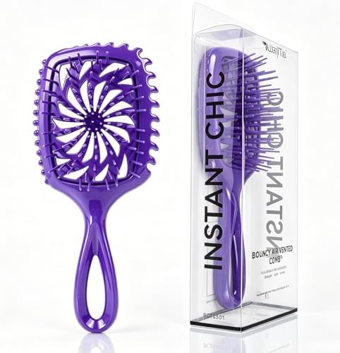 Detangler Hair Brush, Vented Paddle Brush for Wet Dry Hair, Pain-Free for Curly Straight Thick Fine Hair, Women Men Kids (Purple) by Unknown