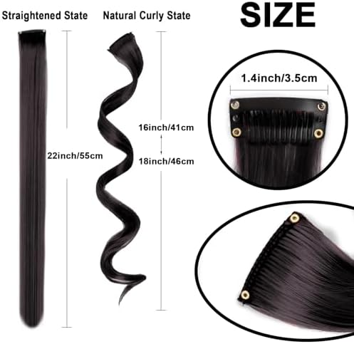 10 PCS Black Curly Wavy Clip-in Synthetic Hair Extensions for Women,17 Inch - Image 3