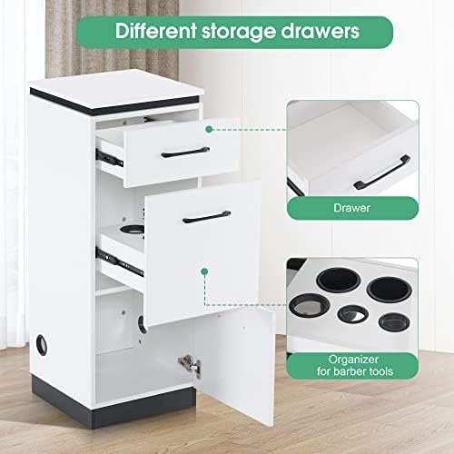 BarberPub Locking Barber Station with Storage Cabinet 2002 (White) - Image 6
