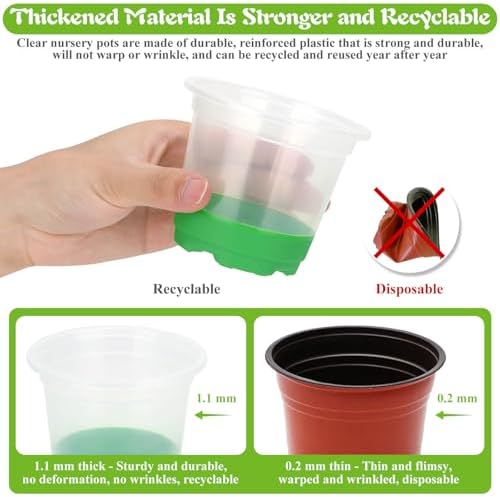 Caffox 55PCS Reusable Seed Starter Kit Includes 30 Packs 3.5" Clear Nursery Pots with Silicone Base, Repotting Mat, Gardening Gloves, Plant Labels and Seedling Tools for Easy Transplant - Image 7