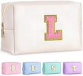 TOPEAST Personalized Birthday Gifts for Women, Preppy Patch Makeup Bag, Chenille Letter Pouch Cosmetic Bag, Travel Organizer, Gifts for Friends Cute Stuff for Women (Pearly White L) by TOPEAST
