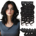 Rich Choices Short Clip In Hair Extensions Real Human Hair-Wave/Curly 6 Pcs Single Clip Hairs Extensions For Women-Mini Seamless Clips Hairpieces for Thin Hairs-10 Inch #1B Natural Black by RichChoices