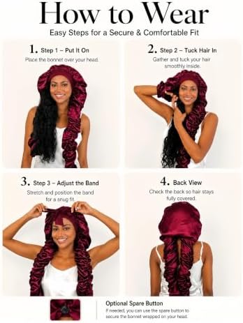 Double Layer Slik Like Satin Bonnet, 33-43" XXL Bonnet for Braids Long Hair - Image 6