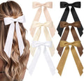 6PCS Brown Tone Hair Bows, Large Ribbon Bow Hair Clips for Girls Women Cute Ponytail Holder Accessories for Toddlers Kids Teens by AILEAM