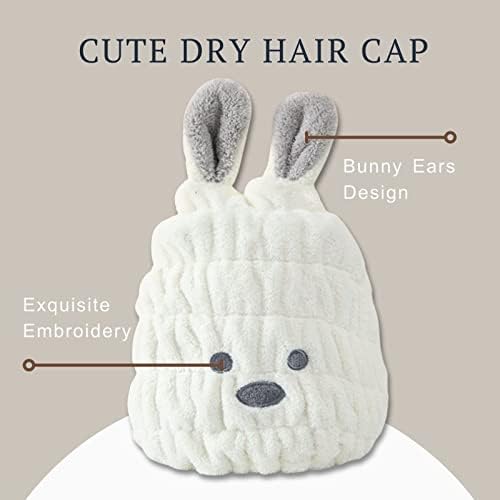 Hair Towel Wrap for Kids, Bunny Toddler Dry Head Cap Absorbent Quick - Image 3
