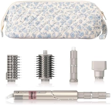 Quilted Hair Tool Travel Bag, Shark Flex Style Travel Case For Dyson Hair Dryer Airwrap Bag, Curling Iron Bags Quilted For Shark Dyson Revlon Organizer Accessories (Blue flowers) - Image 2