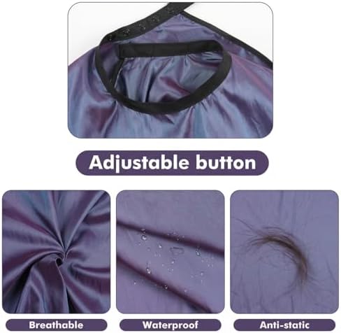 Professional Barber Cape with Neck Brush & Disposable Neck Paper, Purple - Image 4