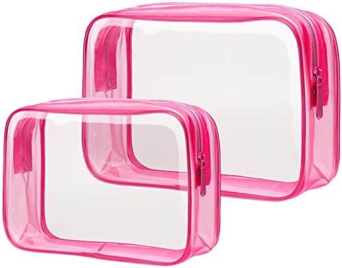 PACKISM Clear Makeup Bag for Travel - TSA Approved Toiletry Bag, 2 Rose Red by Packism