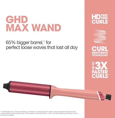 ghd Chronos Curve Max Wand, 1.5" Barrel, Candy Coral - Image 2