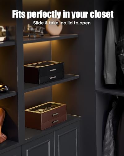ProCase Watch Case, Mens Jewelry Box for 6 Watch & 5 Sunglasses -Black - Image 5