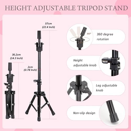 100% Human Hair 22-24" Mannequin Head for Styling with Clamp & Tripod - Image 6